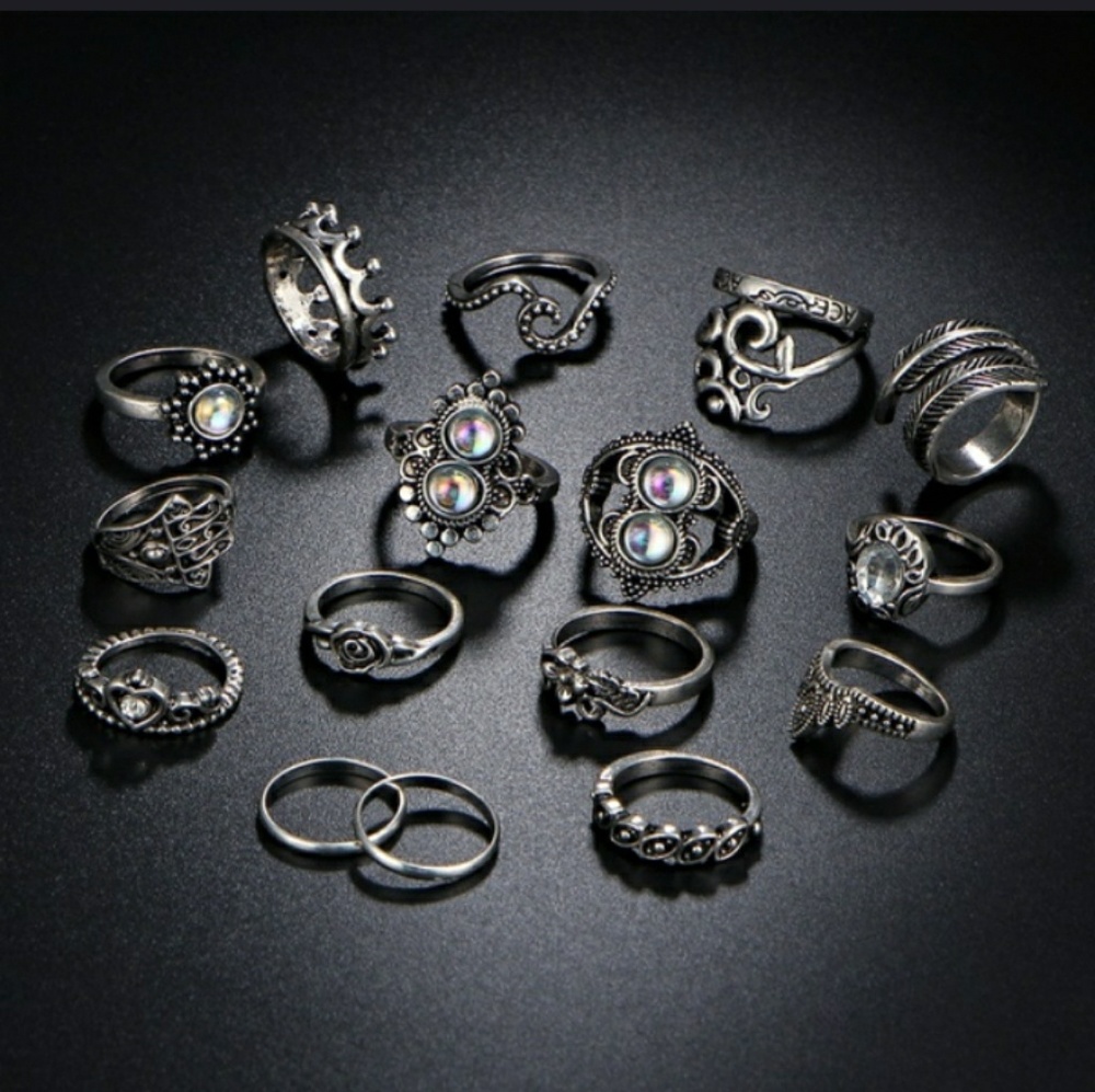 $$SOLD$$ Vintage BOHO Statement Ring Set - Picture 2 of 5